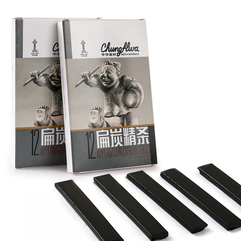 Master Specialized Carbon Rods Sketch Drawing Pencils Art Student Fine Arts Supplies Thick Charcoal Strips 12 Pcs Box