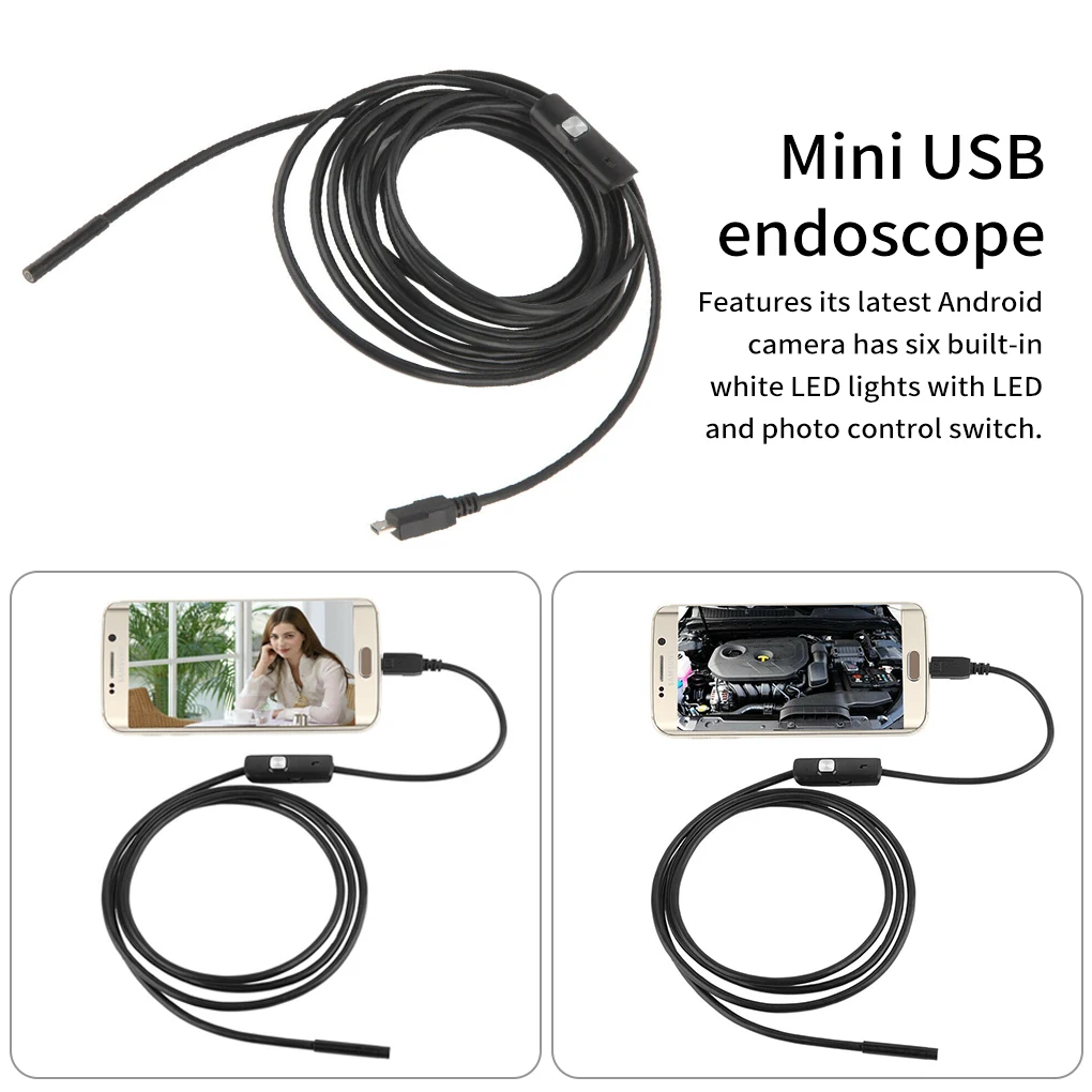 Endoscope USB Android Endoscope Camera Waterproof Inspection Borescope Flexible Camera 5.5mm 7mm for Android PC Notebook 6LED waterproof ip67 endoscope camera 7 0 mm 6 leds adjustable usb android flexible inspection borescope cameras for phone pc phone