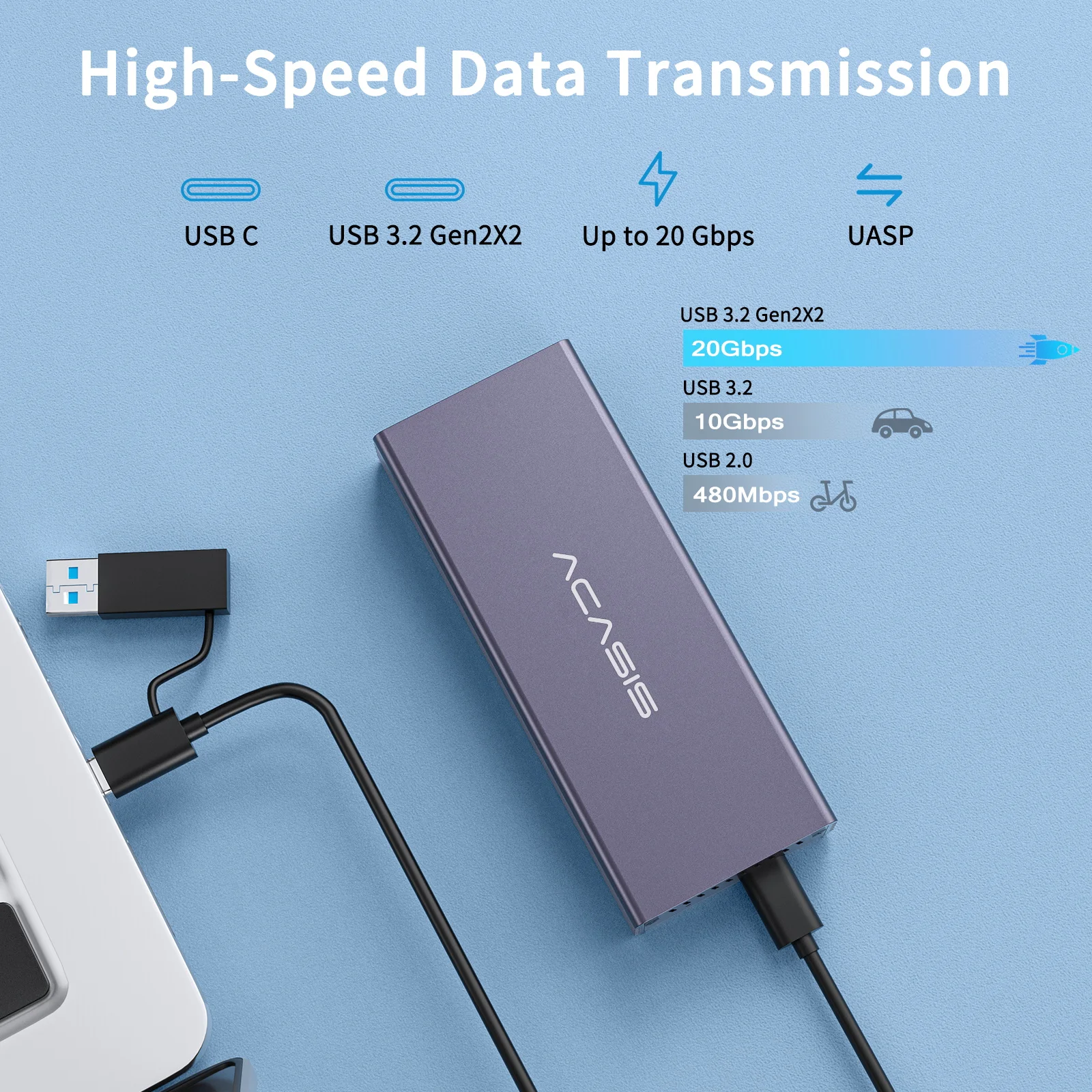 Acasis Usb c 3.2 Ssd Gabinete Terno M.2 Nvme Ssd 12 Mais 16 Pinos para Apple Mac Imac Macbook Pro ar 2013 a 2023 Portátil Case de Armazenamento Orico Case Kingspec Case hd Externo Notebook Usb Ssd Nvme m2 Orico Case hd - Imagem 3