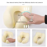 Memory Foam U-shaped Pillow Neck Support Travel Portable Student Sleeping Aid Airplane Pillow Neckrest U-pillow 2