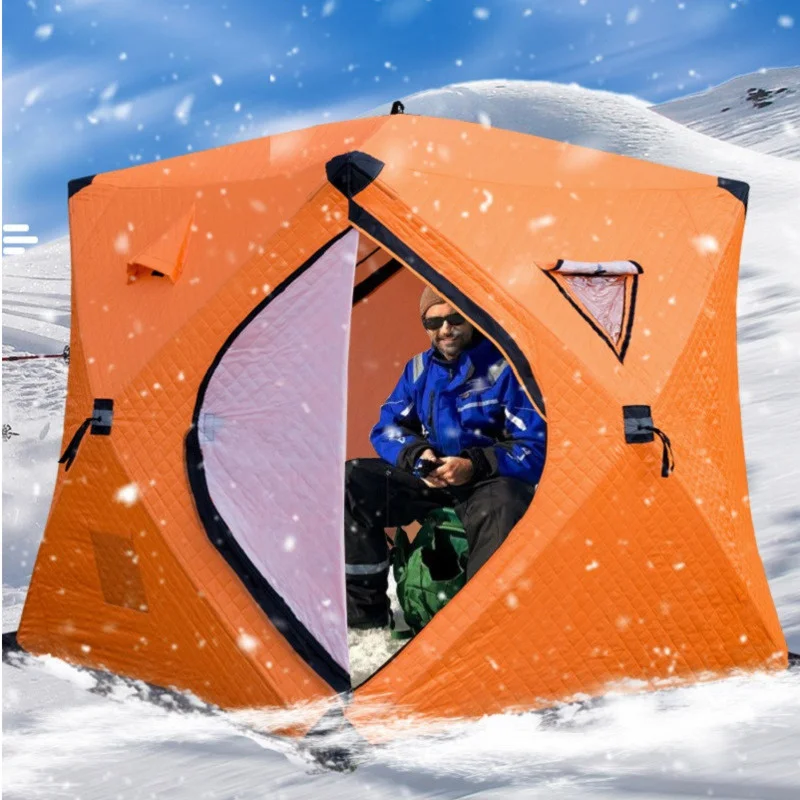 Professional Ice Fishing Tents Outdoor Anti-snow Winter Camping Tent Three  Layers Thicken Keep Warm Cotton Tent 3-4 Person
