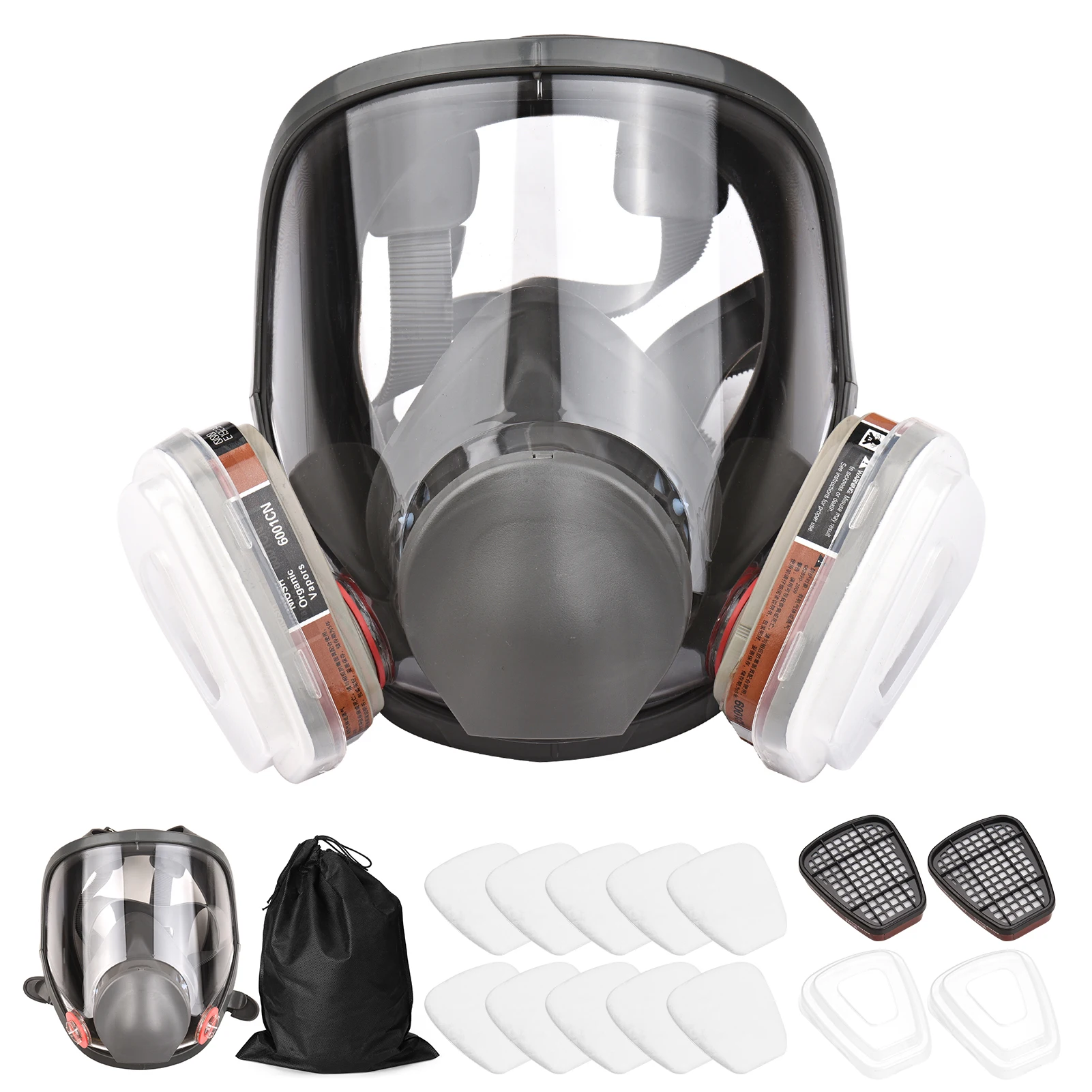 Reusable Full Face Respirator Full Face Cover 16 in 1 Gas Cover Organic Vapor Respirator Wide Field of View Polishing Welding