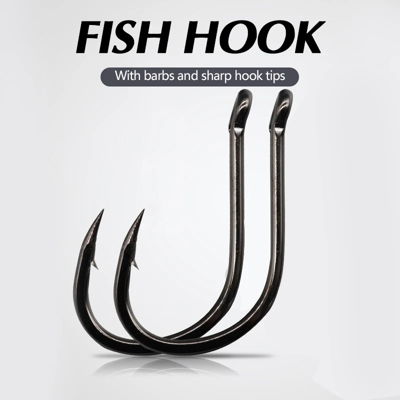 100pcs/Box Fishing Hooks Set High Carbon Steel Barbed FishHooks