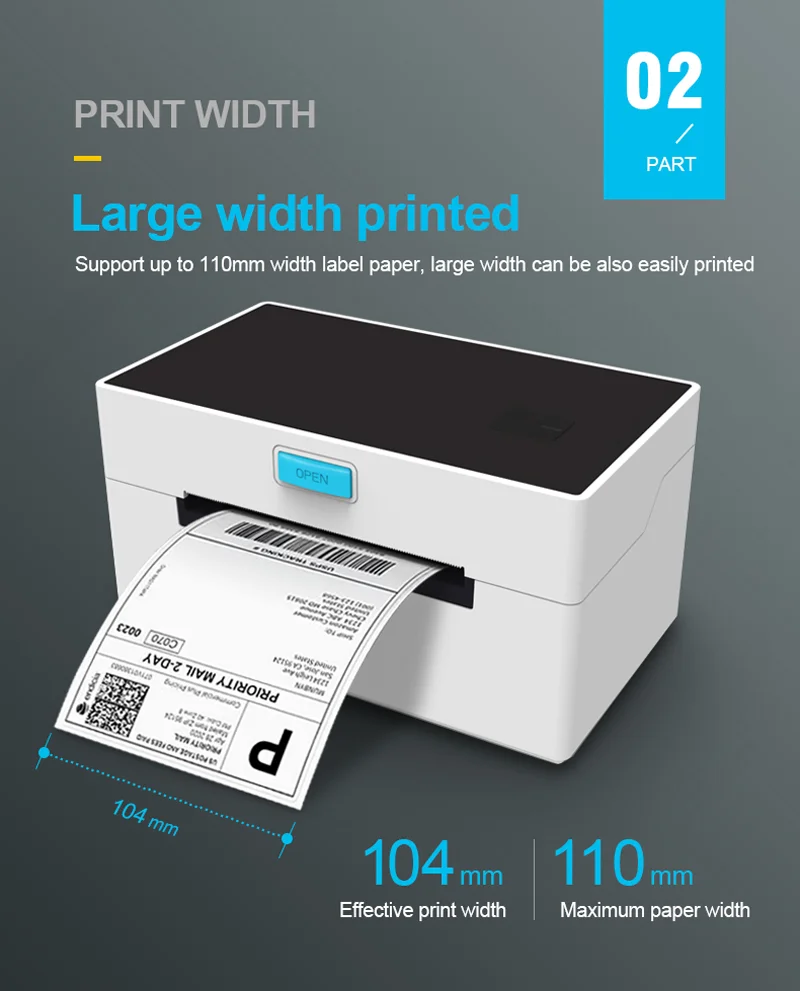 Impressora Térmica com Usb Bluetooth Remessa Label Maker Express Waybill Produto Barcode Preço Etiqueta Pos-9220 in 40110 mm Largura - Imagem 5