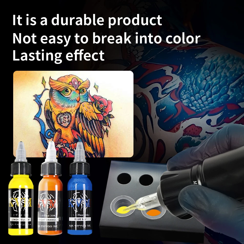 KVM 30ml/1oz 14-colors Tattoo Ink Pigment Body Art Tattoo Kits Professional Beauty Paints Makeup Supplies Semi-permanent