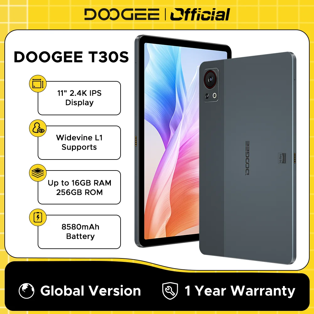 DOOGEE T30S 태블릿, TUV 인증, 16GB(6 + 10) 256GB, T606 ..