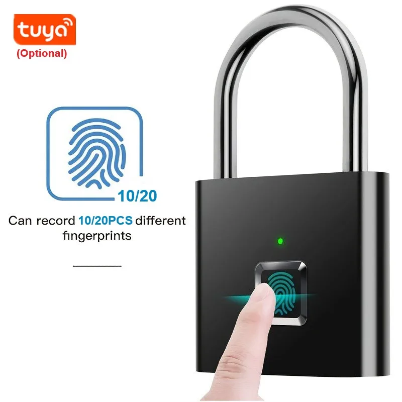 Tuya Smart Door Lock Usb Rechargeable Fingerprint Padlock Waterproof
