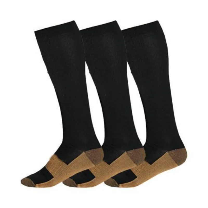 

1 Pair Unisex Copper Compression Socks Women Men Anti Fatigue Pain Relief Knee High Stockings Varicose Vein Knee High Stockings