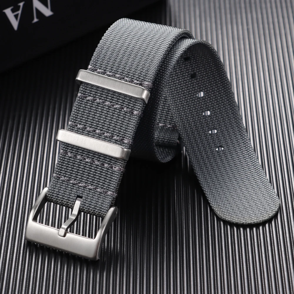 Ribbed Nylon Watch Band - Comfortable, Washable Military-Style Strap for Men & Women