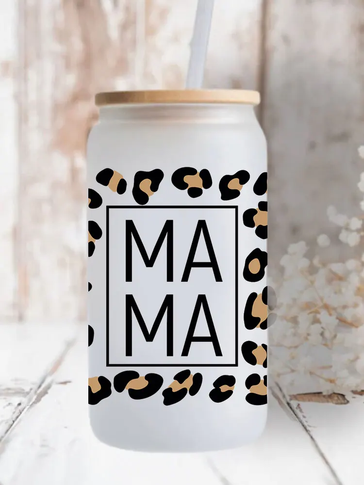 UV DTF Transfer Sticker Mama Vibes For 16oz Libbey Glasses Wraps Bottles Cup Can DIY Waterproof Decals D2338