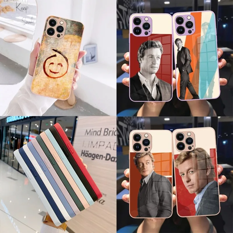 The Mentalist Red John Simon Baker Custodia Per Telefono Sandy Pink Glass Per Iphone 13 14 12 11 Pro Xs Max Plus Mini X Xr 8 7 6S Se2020