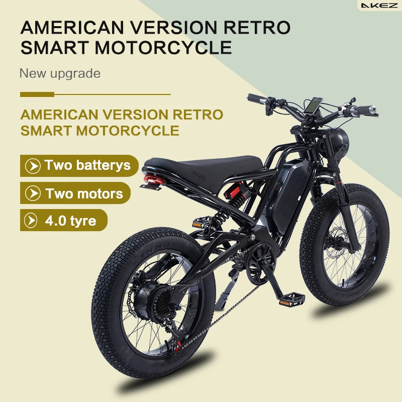 AKEZ 알루미늄 프레임 전기 자전거 레트로 오토바이 Ebike 유압 브레이크 고성능 전기 오토바이, 1500W, 핫 세일