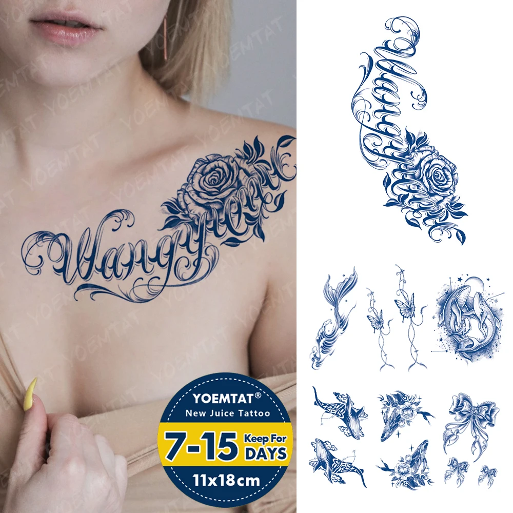 

Juice Ink Lasting Waterproof Temporary Tattoo Sticker I Love You Lip Print Butterfly Flowers Body Art Fake Tatoo Men Women Arm