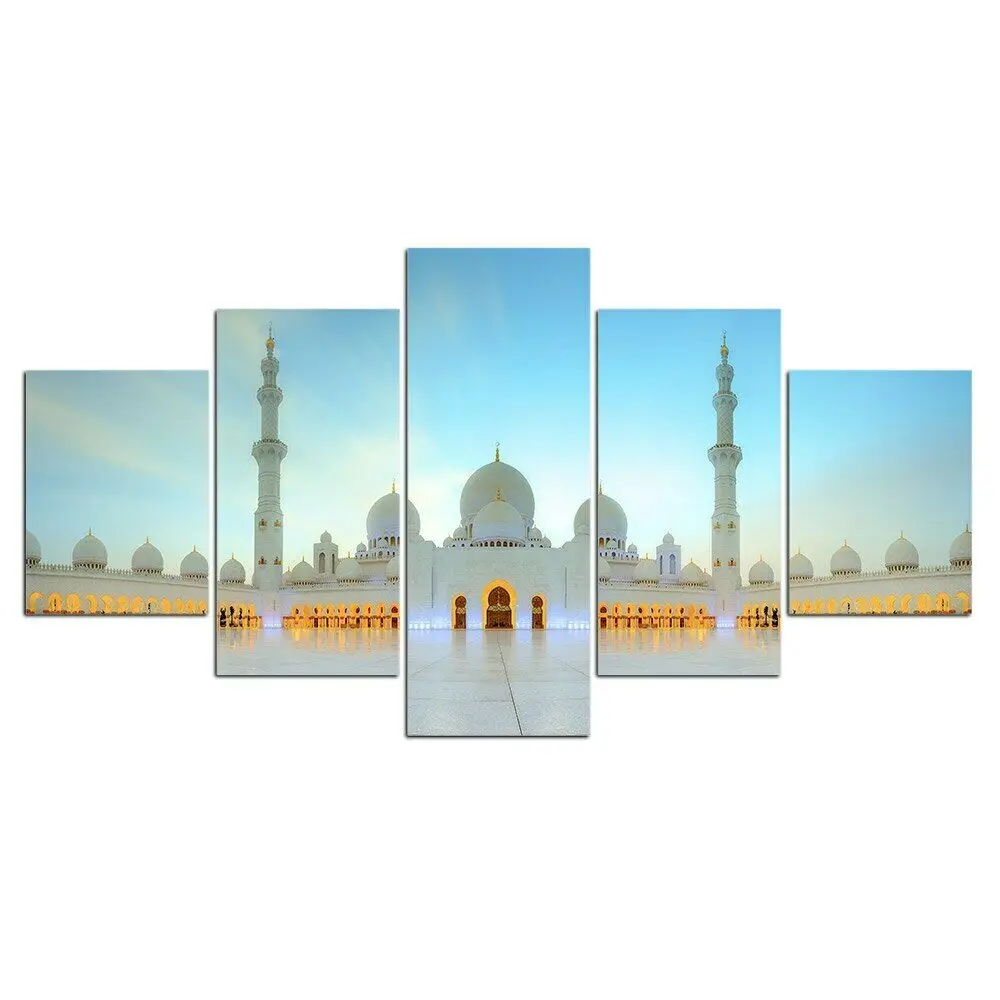 

5Pcs Islamic Temple Islam 5 Pieces Paintings Wall Poster HD Print Home Decor Abstract Pictures Canvas 5 Panel Modern Art