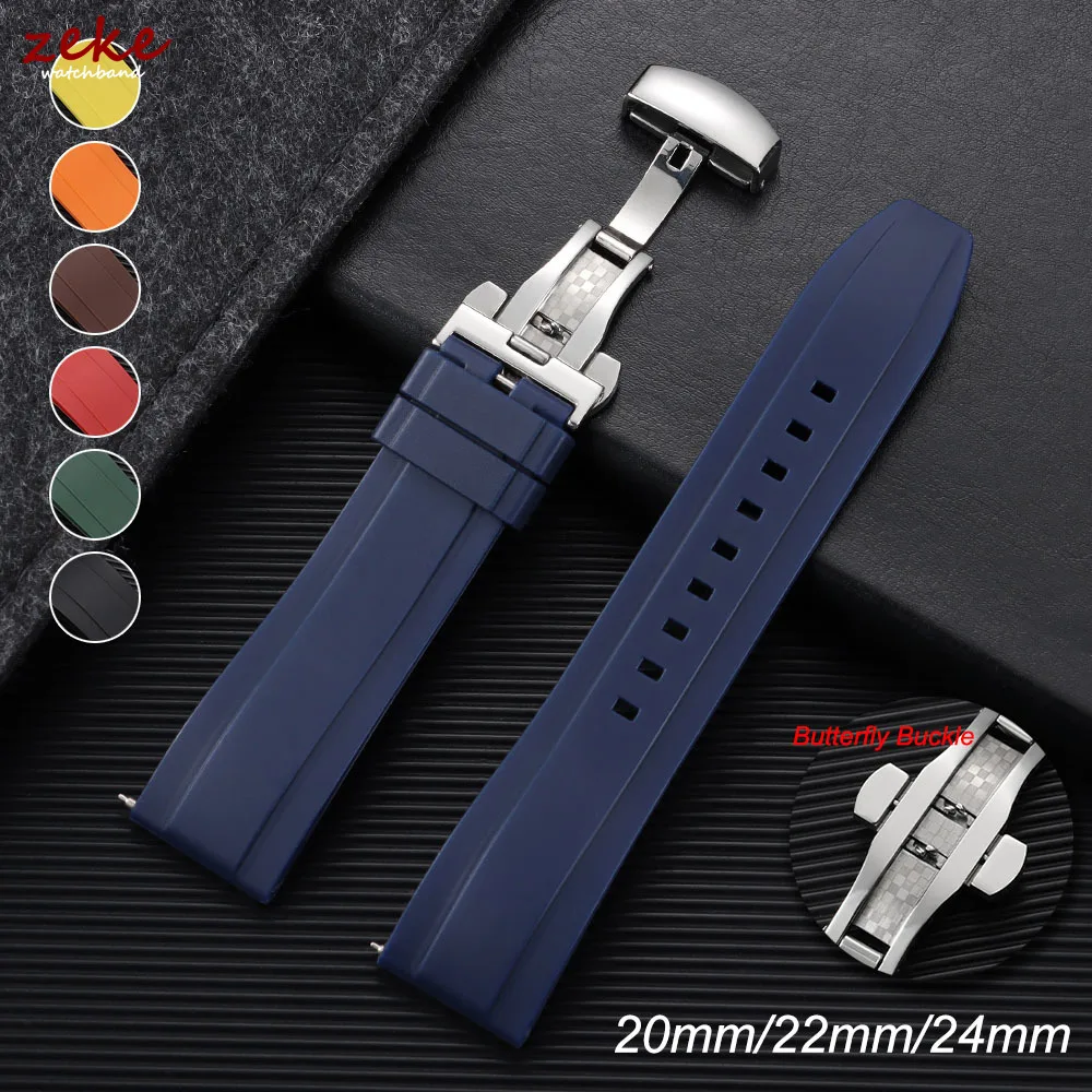 Premium Waterproof Sports Rubber Watch Band - Black Quick Release Strap, Available in Multiple Widths