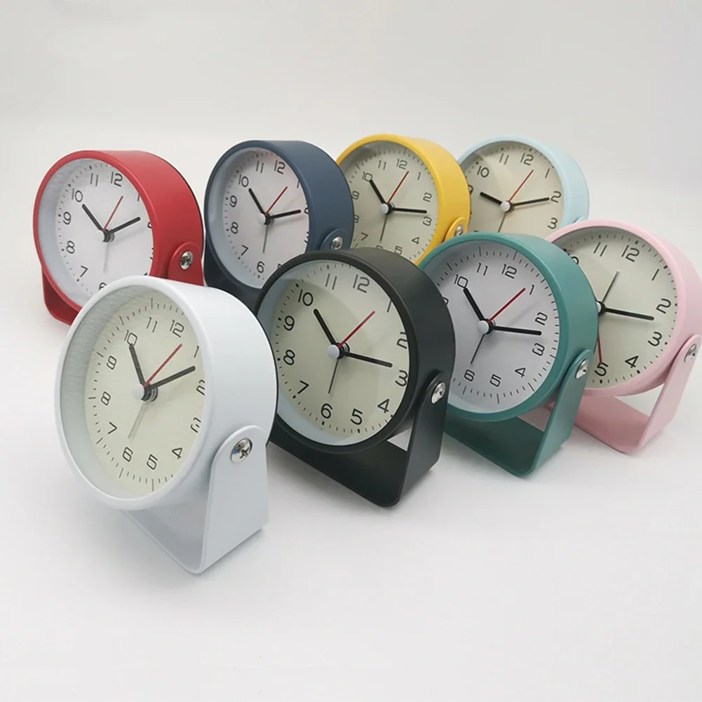 Alarm Clock Nordic Luxury Alarm Clock Mute Children's Student Desk Table Clock Bedroom Study Room Simple Frosted Metal Clock 4