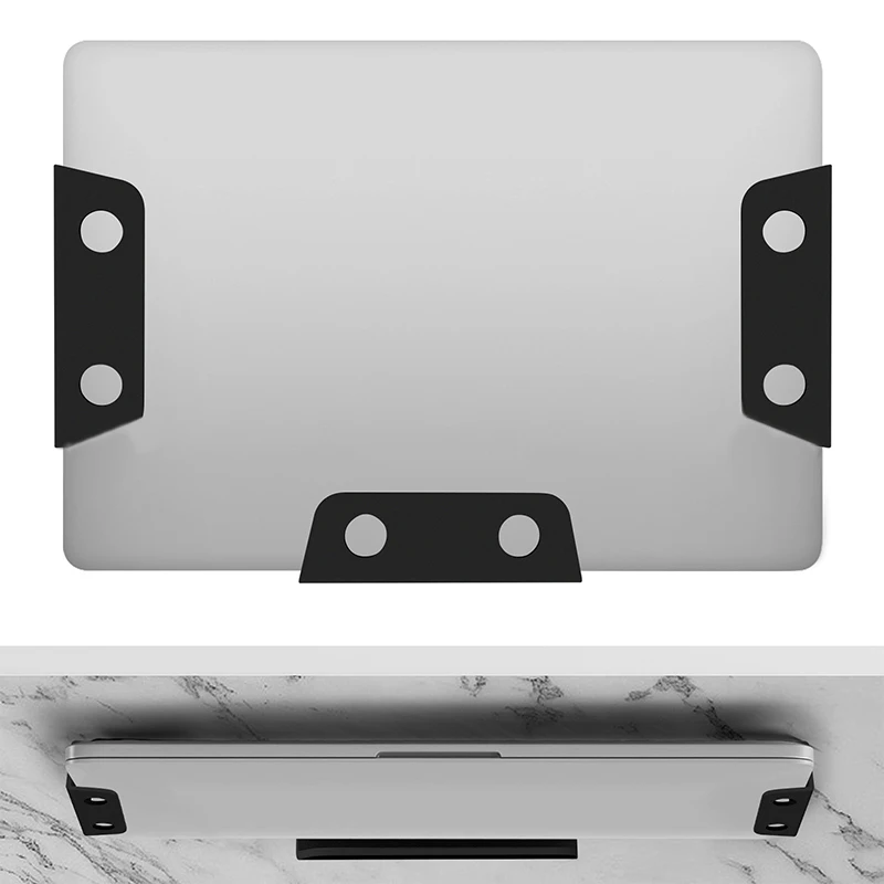 새로운 테이블 아래 노트북 홀더 휴대용 노트북 보관 브래킷 스탠드 마운트 데스크탑 정리대 (스크래치 방지 실리콘 패드 포함)