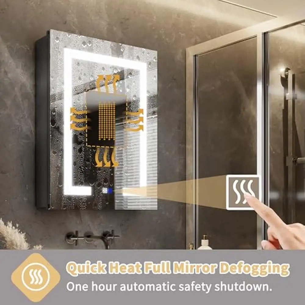LED Dimmable Mirror Defogging Wall Mounted Bathroom Medicine Cabinet