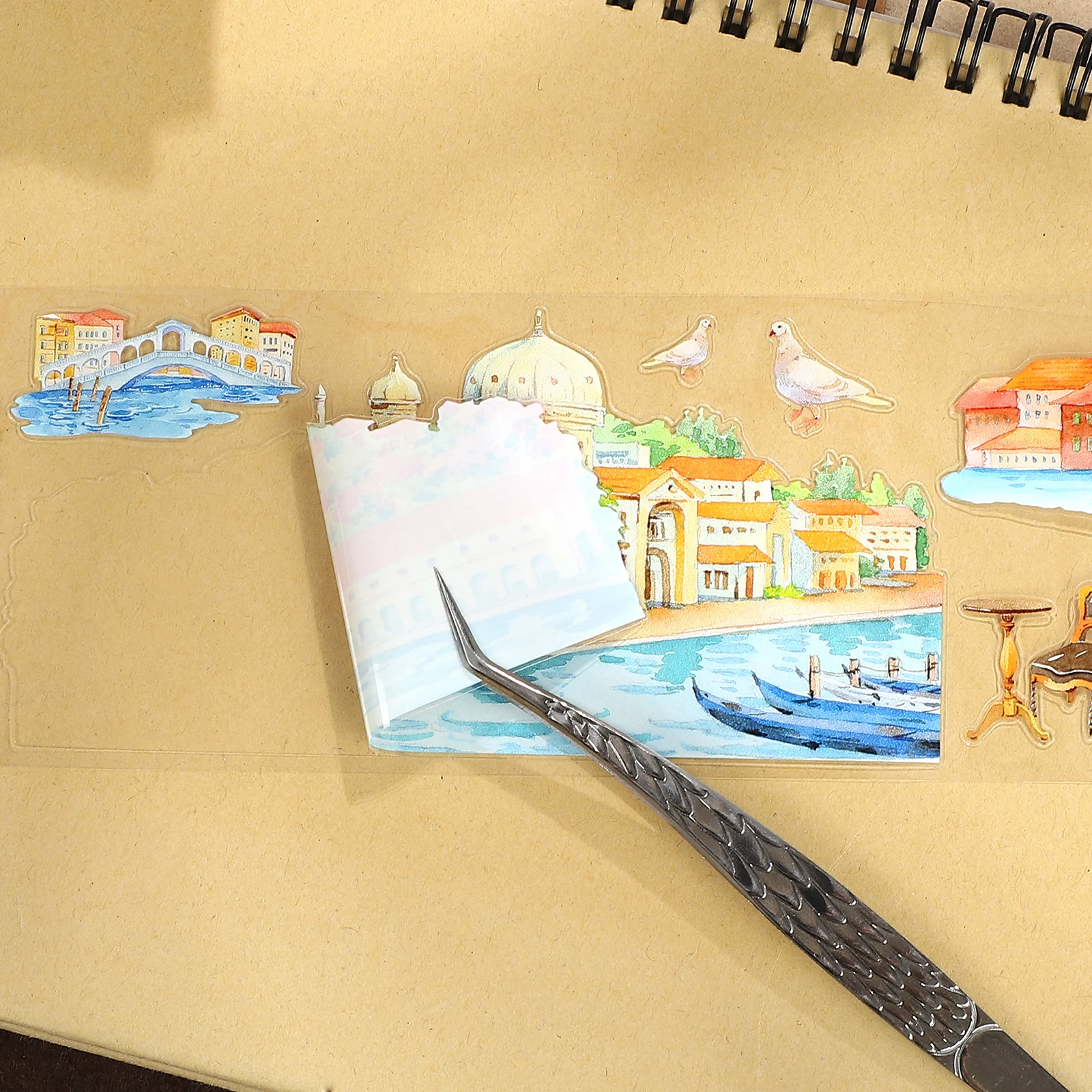 70mm*5m 빈티지 베니스 여행 리버 하우스 풍경 PET 테이프 크리에이티브 DIY 저널 재료 콜라주 스크랩북킹 문구류