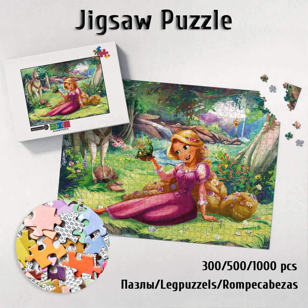 Disney Princess Jigsaw Puzzles Rapunzel and Pascal Games Puzzles Disney Friends Unique Design Large Adult Jigsaw for Kids Adults