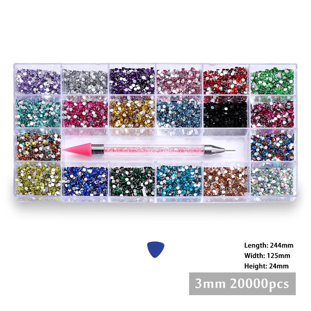 3mm Clear AB Crystal Rhinestones Set for DIY Nail Art