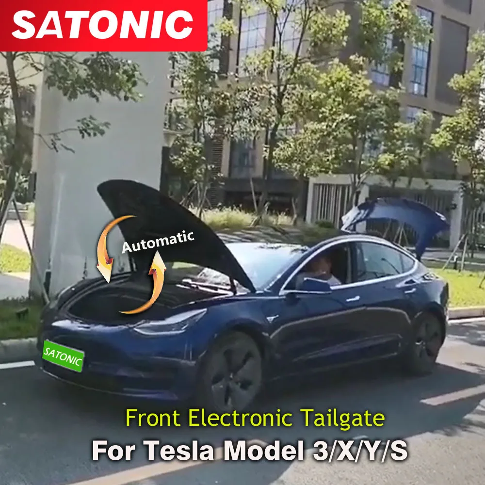 SATONIC 자동 구동 프렁크 자동차 개조 리프팅 문짝, 테슬라 모델 3 Y 앱 키 FOB 오프닝