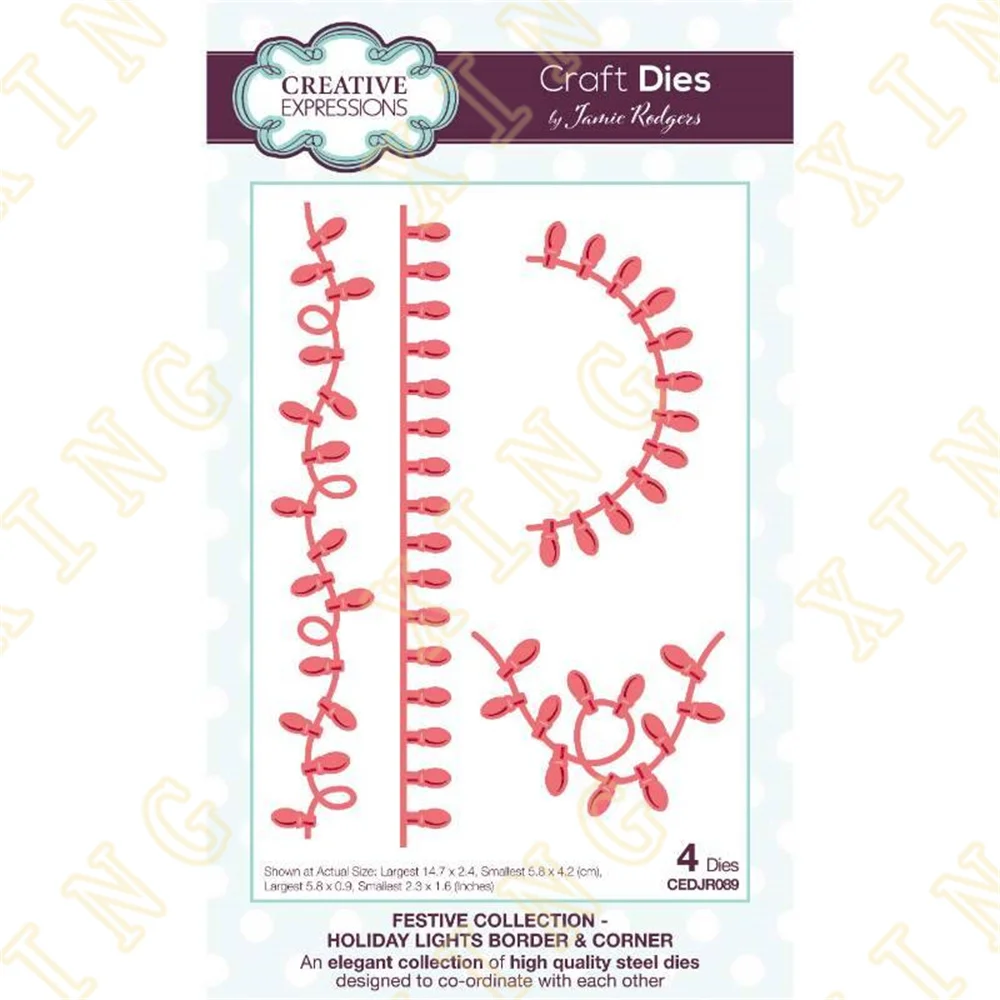 Holiday Lights Border & Corner Metal Cutting Diy Scrapbooking Paper Diary Decoration Manuale Fatto A Mano Per Goffratura Nuovo