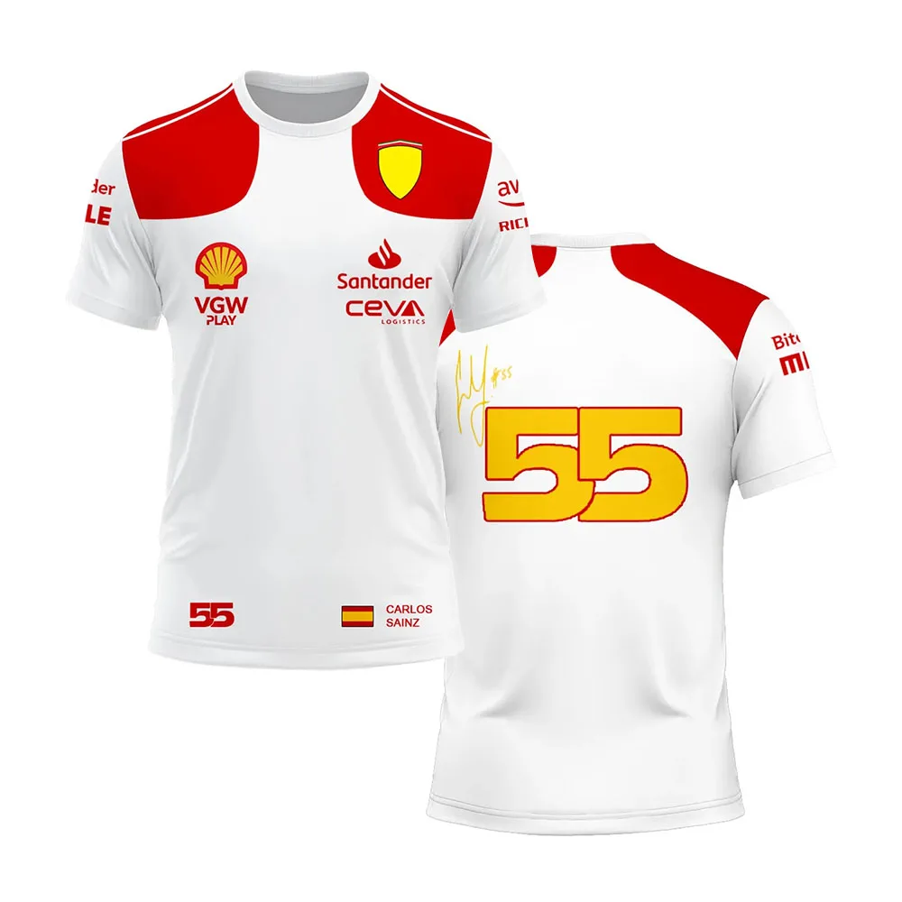 

Men's Summer T-shirt Round Neck Short Sleeve CHARLES LECLERC 16 Carlos Sainz 55 Driver Team Breathable Quick Drying Sweatshirt