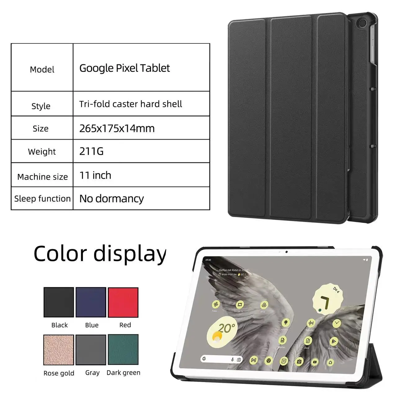 

Case for Google Pixel 11-Inch 2023 Slim Tablet Case Smart Stand PU Leather Cover Google Pixel Tablet Case with Auto Sleep/Wake