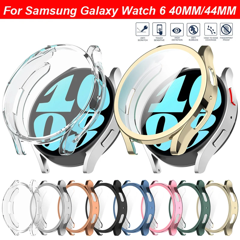 삼성 갤럭시 워치용 소프트 실리콘 TPU 케이스, 풀 커버리지 커버, 갤럭시 워치 6, 40mm, 44mm, 스크린 보호대 케이스, 갤럭시 워치 4, 5, 6, 40mm