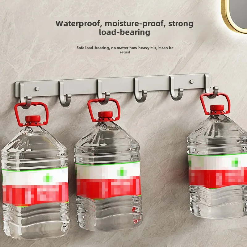 Space aluminum single row hook, no drilling, simple coat hook, door rear wall horizontal hook