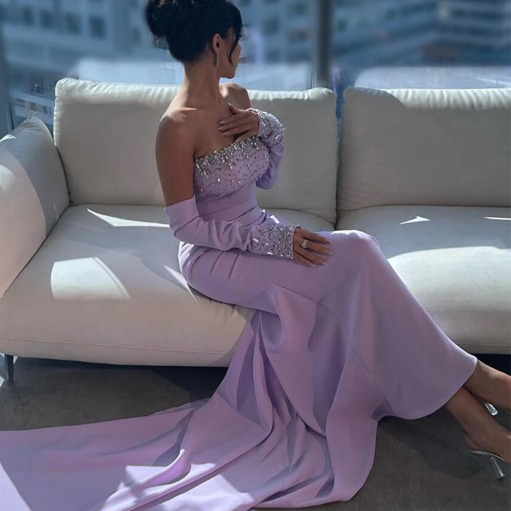 

Backless Boat Neck Sleeveless فساتين سهرة فخمه Rhinestone Mermaid Dress Prom Gown Charming Evening Dresses vestidos de gala