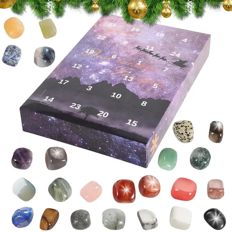 Calendario Dell'Avvento Rocce Minerali 2023 24 Giorni Calendario Dell'Avvento Minerale Festivo Calendario Di Cristallo Divertente Calendario Del Conto