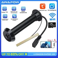 Awapow Tuya Visionneuse de judas de porte 170 °   Sonnette vidéo grand Angle 2.4G/5G Wifi, Mini caméra, Vision nocturne, détection de mouvement 1080P, nouveau 1
