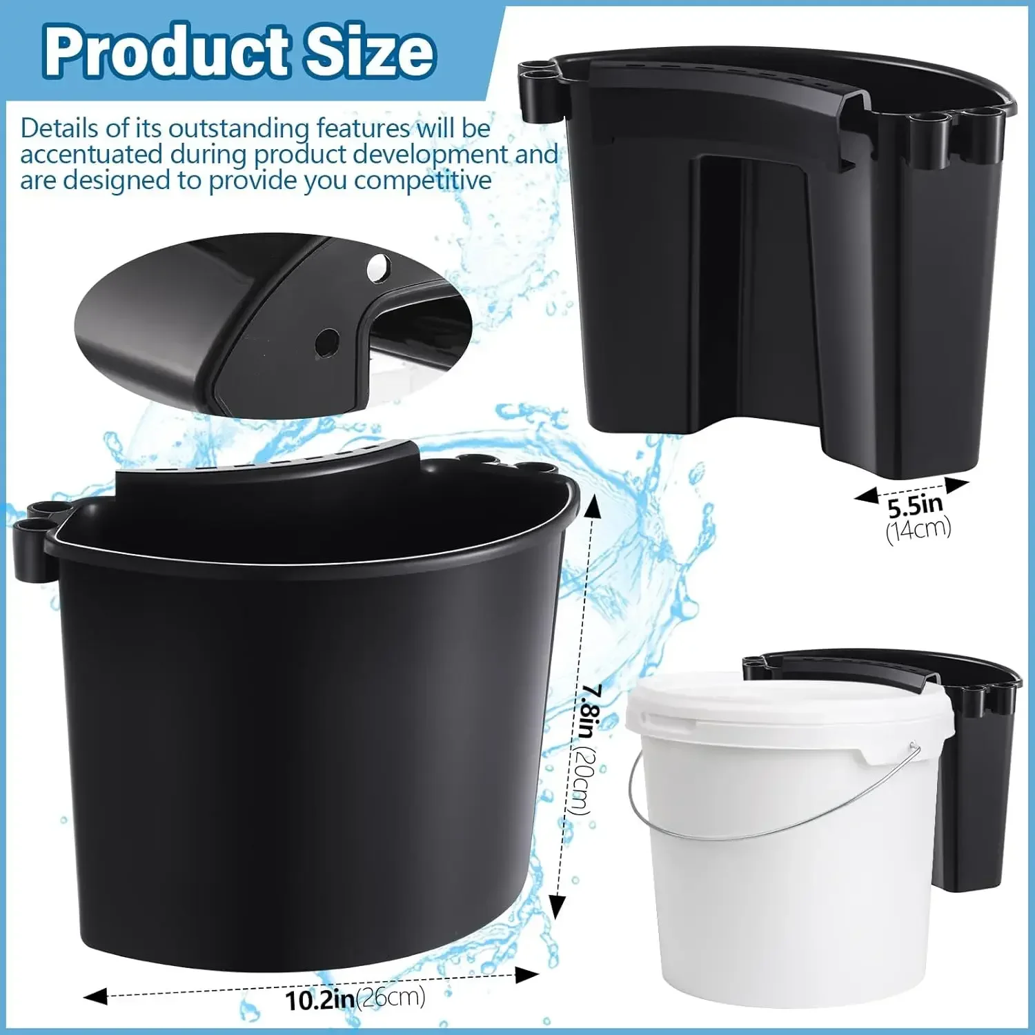 4 Pcs Car Detailing Bucket Portable Car Washing Bucket Multipurpose Squeegee Hanging Organizer for Accessories Tool Picnic