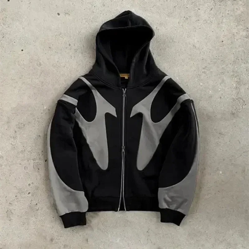 American  Retro Letter Printed Devil Pattern Hoodie Y2k Harajuku Casual Couple Zipper Hoodies Sweatshirt Fashion Street Clothing 4