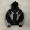 American  Retro Letter Printed Devil Pattern Hoodie Y2k Harajuku Casual Couple Zipper Hoodies Sweatshirt Fashion Street Clothing 4