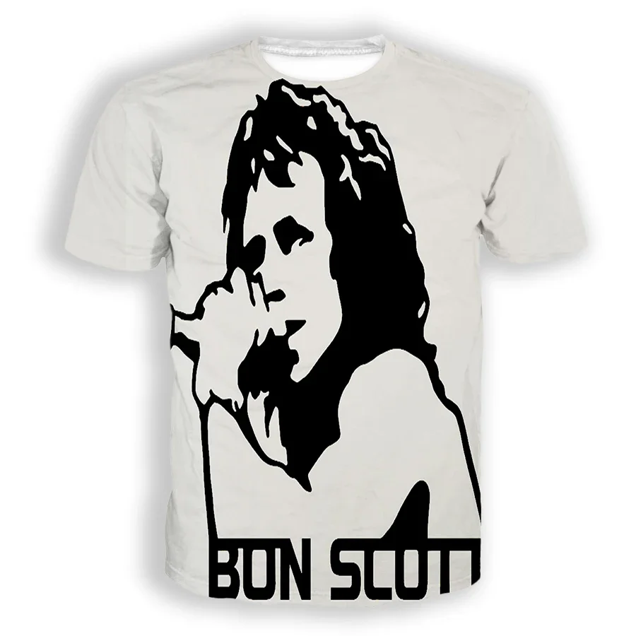 thumbnail image 1 of Camiseta de manga corta con estampado 3D del cantante de rock clásico Bon Scott para hombre y mujer, estilo hip hop, estilo Harajuku, unisex, 1 of 5