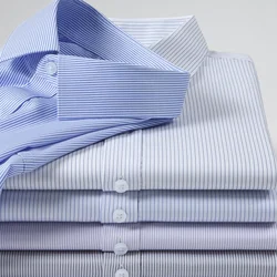 Quality Elasticity Anti-Wrinkle Men Shirt Long Sleeves Dress Shirts For Men Slim Fit Camisa Social Business Blouse White Shirt