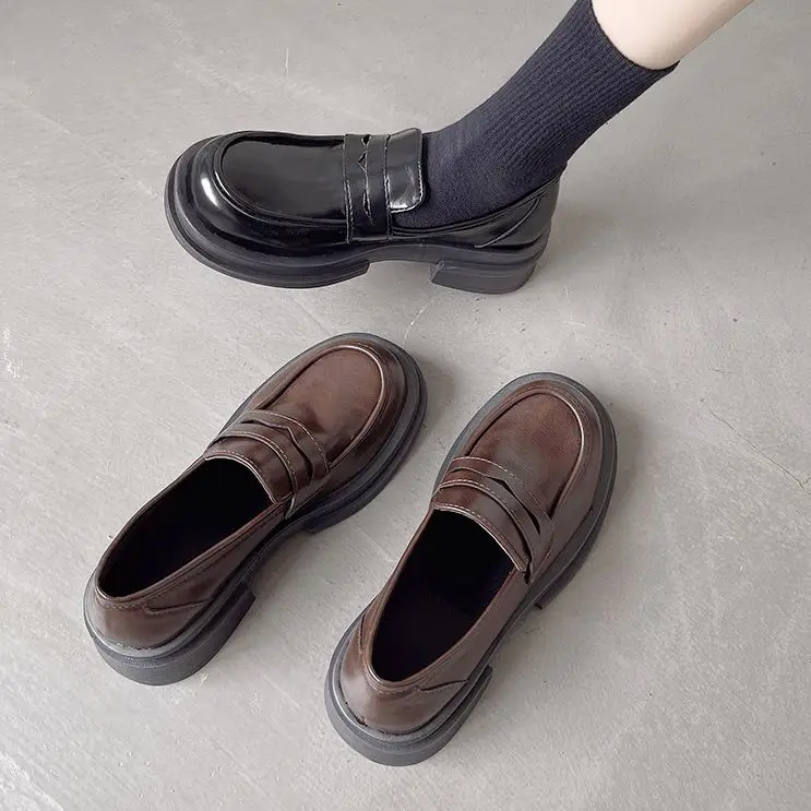 brown Loafers women Japanese School Students Uniform Shoes Uwabaki JK