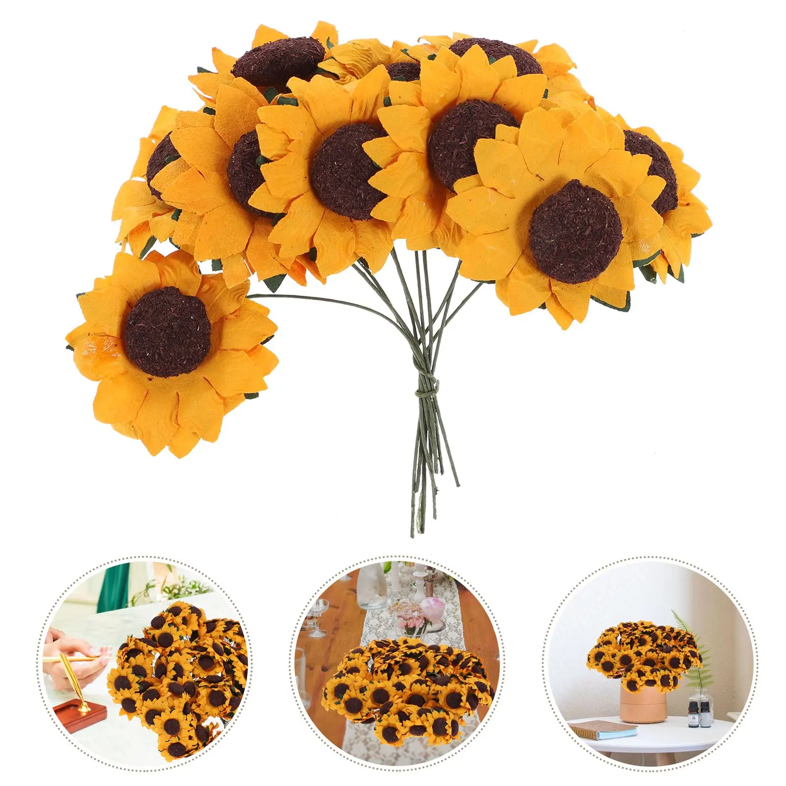 

Sunflower Artificial Sunflowers Flower Flowers Fake Bouquet Decor Wedding Paper Silk Heads Faux Butterflies for bouquets