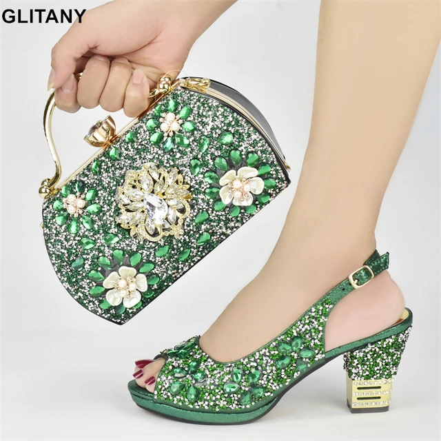 Nigerian Party Shoes & Bag Set: Rhinestone Elegance
