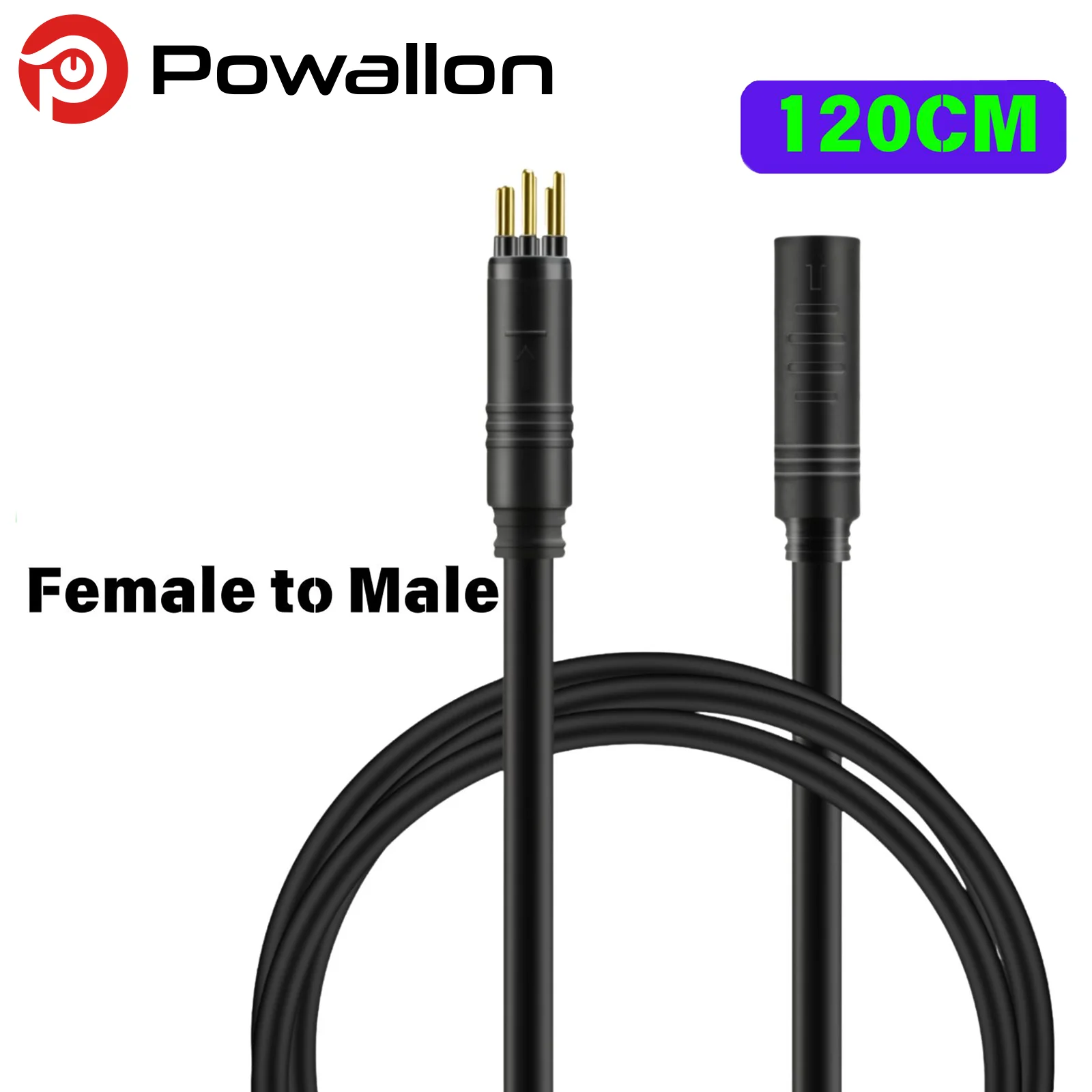 9-poliges EBIKE-Radnaben-Motorkabel, E-BIKE-Verlängerungskabel mit wasserdichtem Anschluss, 60 cm/120 cm, goldener und SM-Stecker optional – Detail 6