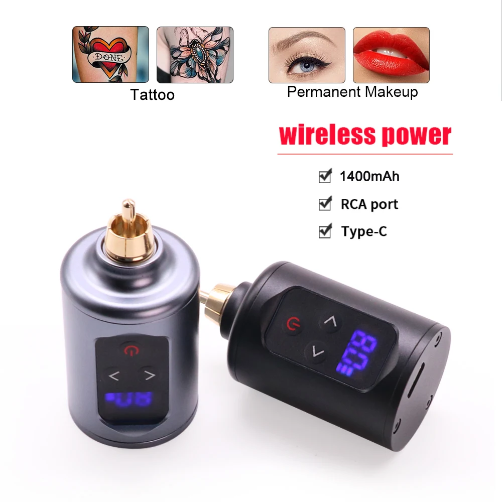 Mini LED Wireless Tattoo Power Supply With Ring Switch RCA Jack Portable Tattoo Battery For Rotary Pen Body Art Accessories skonppu genuine battery for ring video doorbell 2 3 4 stick up spotlight peephole cam 6040mah