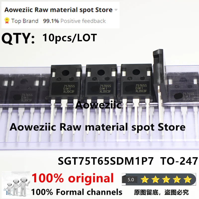 Aoweziic 2021 + 100% novo importado original sgt75t65sdm1p7 sgt75t65sdm1 75t65s para-247 igbt triode de potência 75a 650v