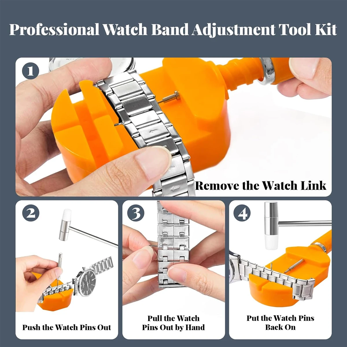Watch Strap Adjustment & Repair Tool Kit with Easy Pin Removal