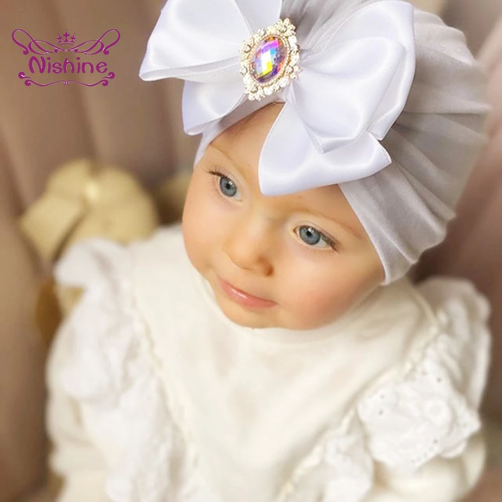 Nishine-Chapeau indien en coton doux avec nœud papillon en biscuits pour bébé fille, casquettes faites à la main, accessoires pour cheveux, cadeaux pour enfants, mode