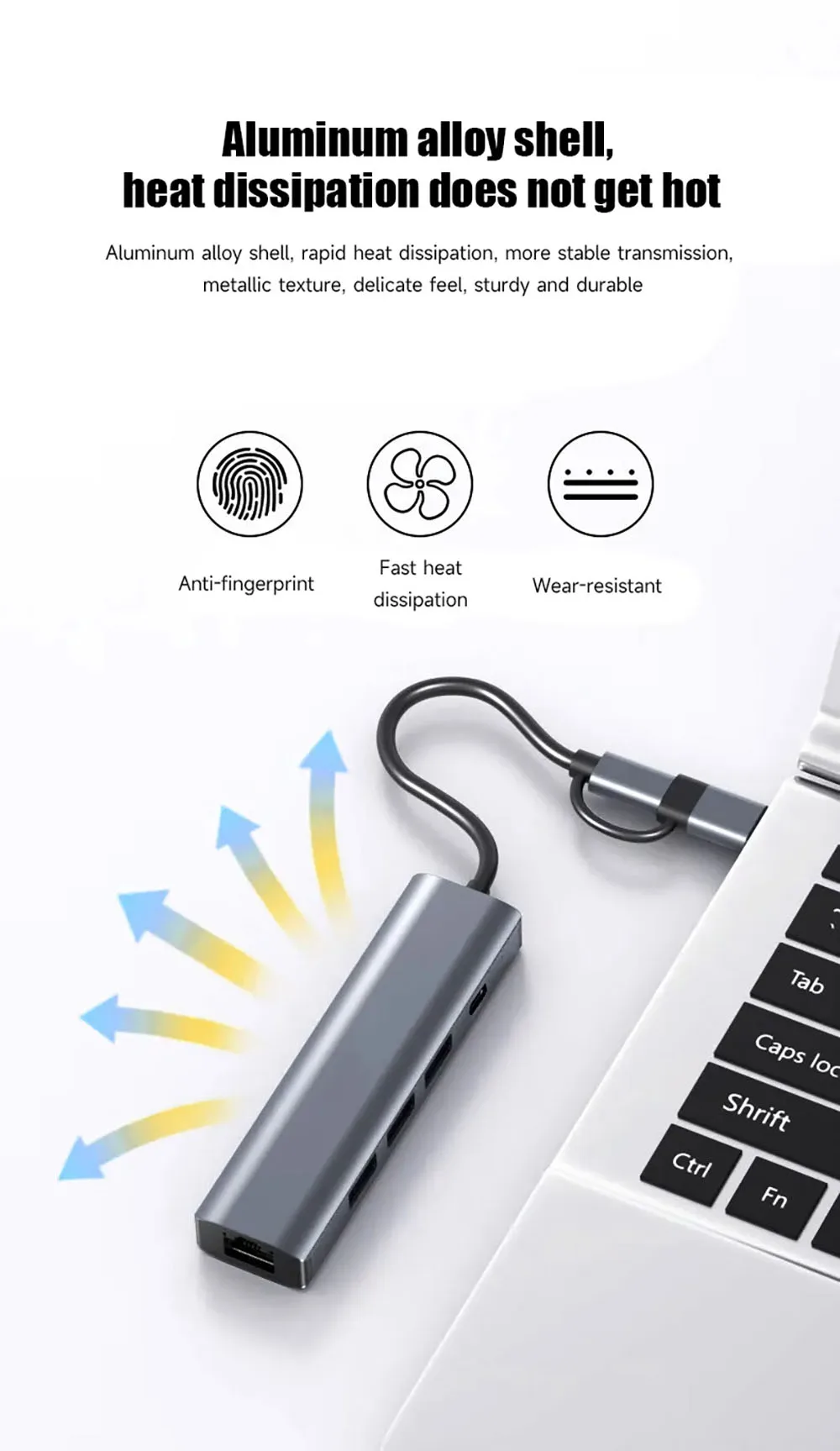 5-in-1 USB 3.0 Typ-C Gigabit Kabelgebundener Netzwerkadapter USB3.0 HUB Typ USB C auf 1000 Mbit/s RJ45 USB 3.0 Typ-C HUB Dockingstation – Detail 7