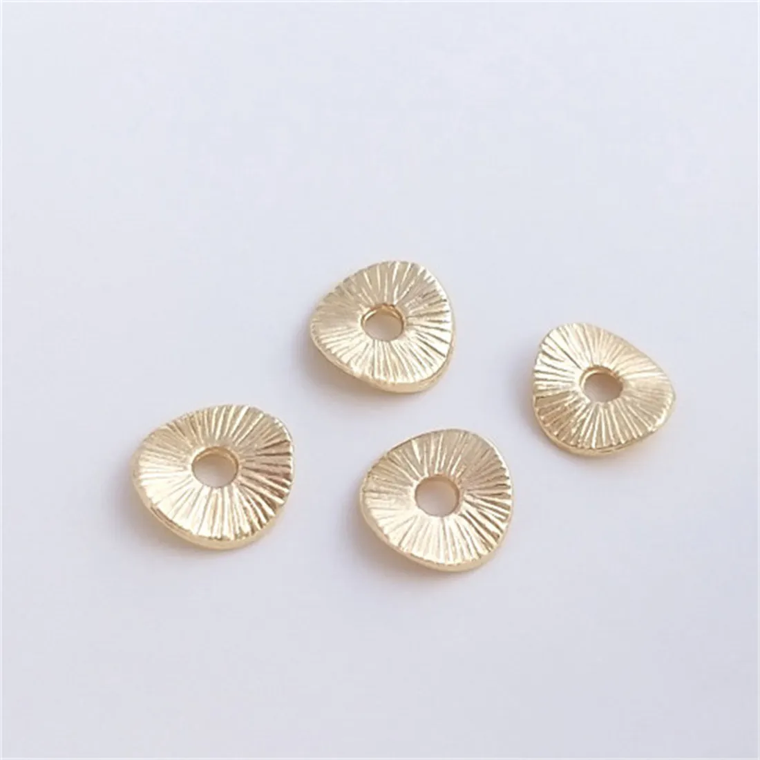 14K Gold-filled Lotus Leaf Spacer, Curved Brushed Wood Grain Flower Holder Gasket, DIY Jewelry, Bracelet, Beaded Accessories curved necklace stand pendant jewelry display stand counter jewelry solid wood display props