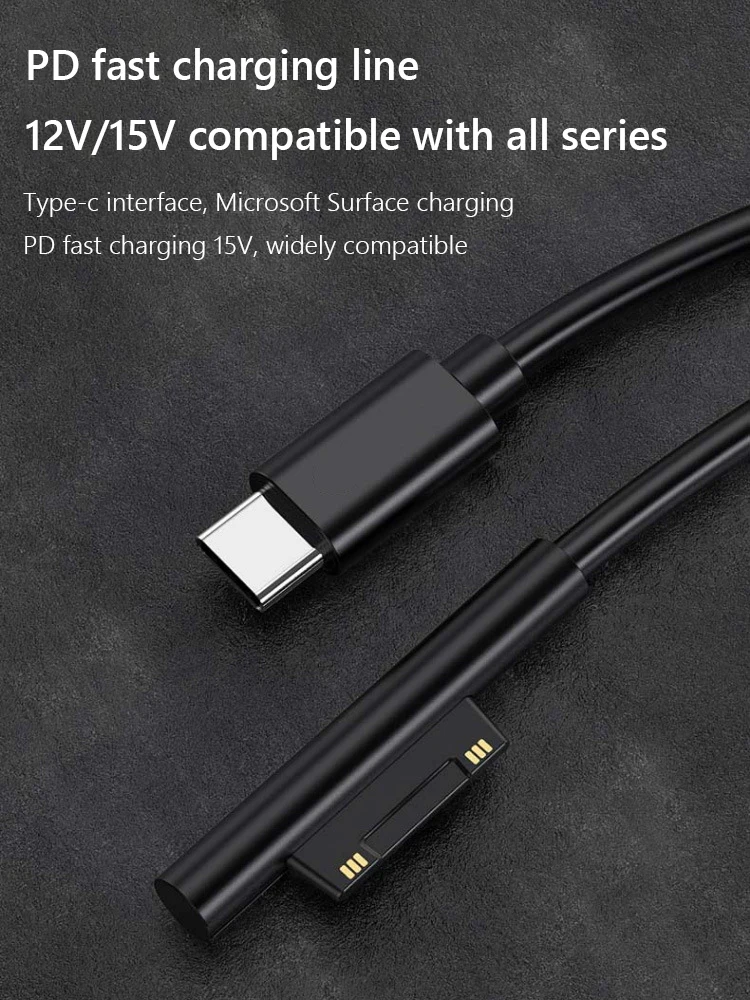 Fast Charging USB C Power Supply Tablet Chargers Accessories for Microsoft Surface Pro 3 4 5 6 Charger Cable